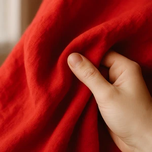 Spanish Carmine Linen Fabric by the Yard – Ideal for Apparel, Drapery & Crafts - Picture 1 of 10