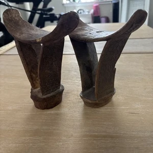 Reposacabezas africanos antiguos de madera (2) tallados ornamentados - Imagen 1 de 24