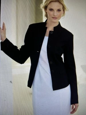 Chadwick’s black linen blazer with standup collar. Size 16. - Image 1 of 4
