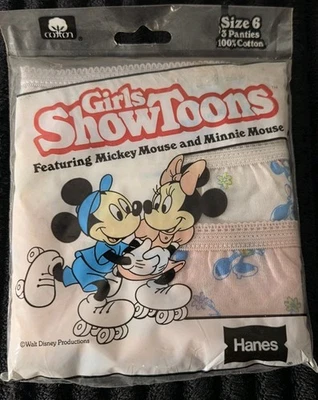 80s Hanes Girls ShowToons Mickey Minnie Mouse Underwear Briefs 1984 Panties Sz 6 - Image 1 of 4