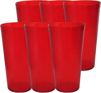 Vasos de plástico rojo 6 piezas 12 oz ligeros resistentes apilables estilo café R Foto 1 de 4
