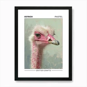 Ostrich Pastel Watercolour 3 Poster Framed Wall Art Poster Canvas Print Picture - Picture 1 of 4