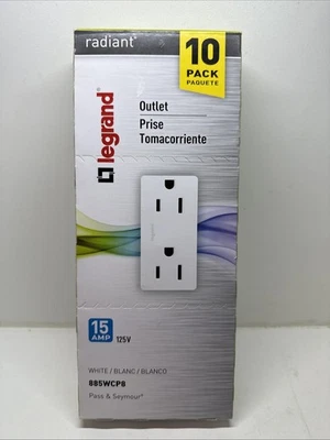 Legrand Radiant 15Amp 125-Volts White Decorator Wall Outlet  885WCP8 10-pack - Image 1 of 4