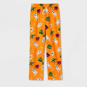 Kid's Halloween Neon Ghosts Fleece Pajama Pants Orange - 14, XL #5838 - Picture 1 of 8