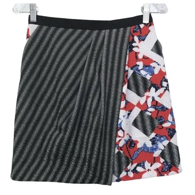 Peter Pilotto Skirt Womens 2 Mock Wrap Multiple Print Floral Striped - Image 1 of 4