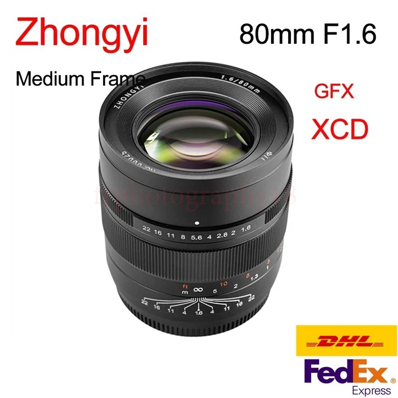 Zhongyi 80mm F1.6 Manual Focus Camera Lens for Hasselblad XCD X2D X1D X1DII DHL - Image 1 of 4