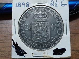 Key Date 1898 Netherlands Silver 2 1/2 Gulden - Bild 1 von 2