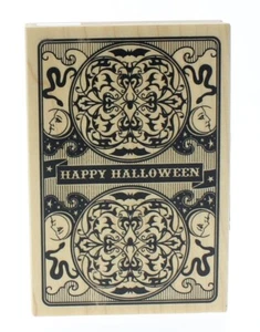 Hampton Art Happy Halloween Spinne Fledermaus Gruß Holz Stempel - Bild 1 von 2