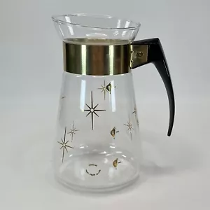 Vintage Corning Heat Proof Glass Gold Atomic Starburst Coffee Pot Carafe 6 Cup - Picture 1 of 2