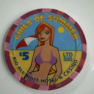 5 $ Rio Girls of Summer 7 Purple Casino Chip Las Vegas Super Rare Obsolete - Bild 1 von 2