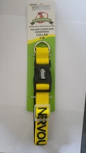 Dexil Colour Coded Dog Awareness Collar 'NERVOUS' S-M Yellow - Picture 1 of 2