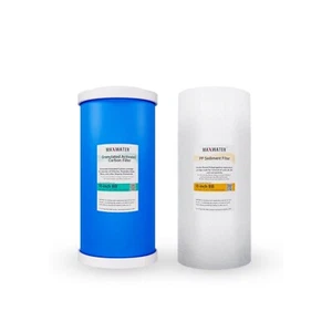 2 Big Blue UDF GAC Carbon & Sediment 4.5" x 10" Whole House Cartridges Filters - Picture 1 of 7