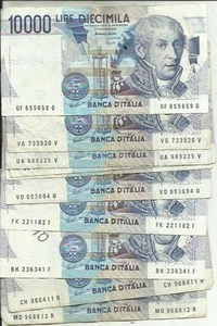 ITALIA-ITALY LOT 10x10000 LIRA 1984. F-VF. STILL REDEEMABLE. 3RW 19 NOV - Picture 1 of 1
