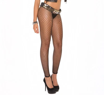 Fence Net Footless Tights Hosiery Diamond Fishnet Industrial Black 1516 - Image 1 of 3