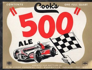 πππ Circa anni 50 4 1/2" larghezza Cook's 500 etichetta birra Quart garanzia autentica - Foto 1 di 2