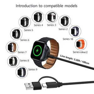  Magnetische kabellose Uhr Ladegerät für Apple Watch S10/S9/S8/S7/S6/S5/S4 Ultra - Picture 1 of 16