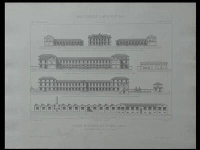ENCYCLOPEDIE D'ARCHITECTURE n°5 1887 ECOLE NATIONALE PROFESSIONNELLE VOIRON - Photo 1/2