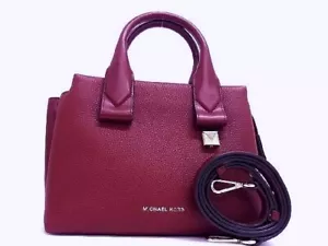 Michael Kors Genuine Leather Bordeaux 2 WAY Satchel Crossbody Handbag - Picture 1 of 7