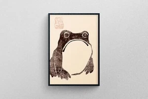 Japanese Frog Art Print, Lonely Frog Matsumoto Hoji Vintage Poster | - Picture 1 of 7