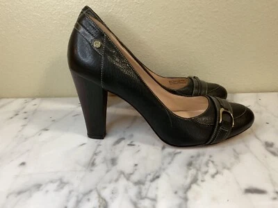 Cole Haan Leather Pumps Block Heel Dark Green Size 9 1/2 New - Image 1 of 4