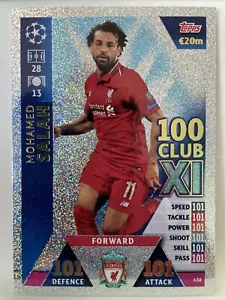 Mohamed Salah 100 Club Foil 438 Match Attax 2018 2019 Liverpool NM Topps - Picture 1 of 5