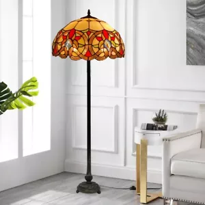 TIFFANY STYLE 16" STAINED GLASS HANDCRAFTED FLOOR LAMP PERFECT CHRISTMAS GIFT UK - Picture 1 of 18