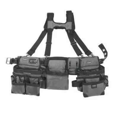 Gray 24 Pocket Polyester Framer's Tool Belt w/ Padded Suspender Adjustable Strap - Image 1 of 3