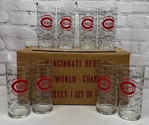Cincinatti Reds World Champs 1976 Autograph Glasses Rose Bench Complete Set Box - Picture 1 of 18