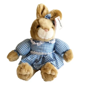 Nicotoy Belgien Hase Rabitt Plüsch blau kariert kariert Kleid Originaletikett 18 Zoll - Bild 1 von 11