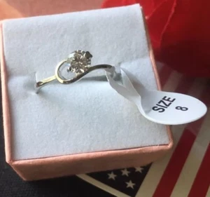 Pre-Engagement Promise Ring 18k white gold filled white sapphire Sz 8 Friendship - Picture 1 of 9