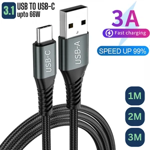HeavyDuty USB Type C Charging Cable Braided Fast Phone Charger Long Lead 2m 3m - Picture 1 of 18