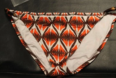 Milly New York 2 pc Bikini Swimsuit orange brown white pattern Bamboo 6 8 (B164) - Image 1 of 4
