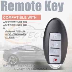 Keyless Remote Key Fob 2016 2017 2018 2019 2020 for Infiniti Q50 Q60 S180144204 - Picture 1 of 5