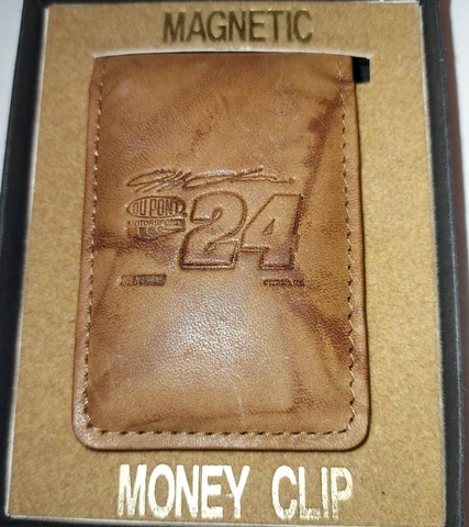 Jeff Gordon Magnetic Money Clip Leather Front Pocket Wallet, Brown Cover