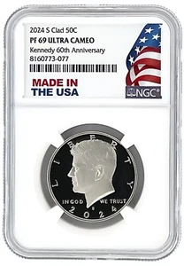 2024 S Kennedy Clad Half Dollar NGC PF69 UC 60th Anniversary Made In USA Holder - Picture 1 of 2