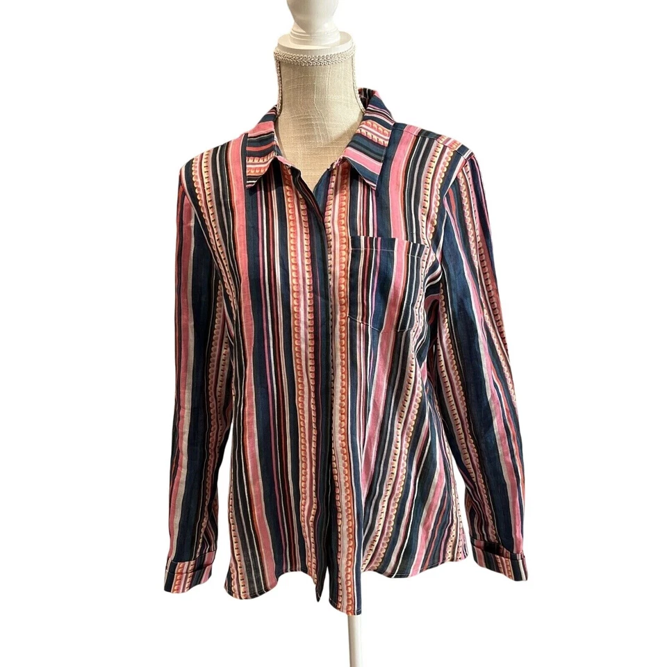 Camisa Cashmere Box colorida a rayas con botones manga larga Foto 1 de 4