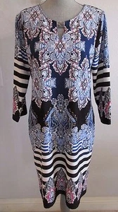 NUEVO CON ETIQUETAS MELISSA PAIGE XS o LRGE MULTICOLOR CACHEMIRA/VESTIDO A RAYAS 3/4 MANGAS - Imagen 1 de 7