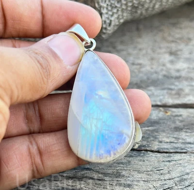 Moonstone Pendant Gemstone Solid 925 Sterling Silver Birthday Gift Pendant MK* - Image 1 of 4