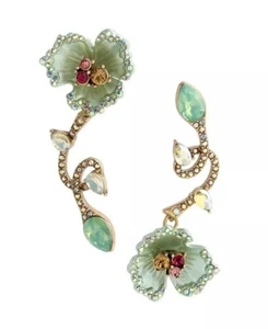 Betsey Johnson NUEVO EN PAQUETE ORIGINAL Pendientes Florales Pavimento de Cristal Jardín Brote - Imagen 1 de 2