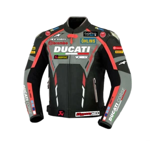 DUCATI Biker Motorbike Leather Jacket Men Motorcycle Racing Jacket50-52-54-56-58 - Picture 1 of 4