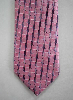 Corbata $125 NUEVA ROBERT TALBOTT Rosa Estampado GEOMÉTRICO 100% SEDA JACQUARD Foto 1 de 4