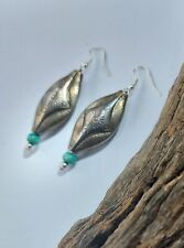 New Boho Earrings With Silver & Turquoise Beads 