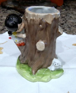 Vintage ROYAL SEOUL JAPAN FIGURINE VASE Girl and Dog playing Peek-A-Boo On Tree - Picture 1 of 8