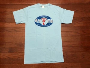 NEW VINTAGE 1970's SEAGRAMS 7 T SHIRT MENS MEDIUM BLUE RED BATTLE OF THE BANDS e - Picture 1 of 4