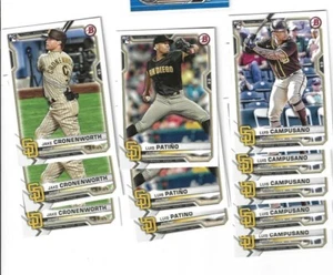 11 2021 BOWMAN PADRES RC LOT 3 JAKE CRONENWORTH 3X LUIS PATINO 5X LUIS CAMPUSANO - Picture 1 of 1