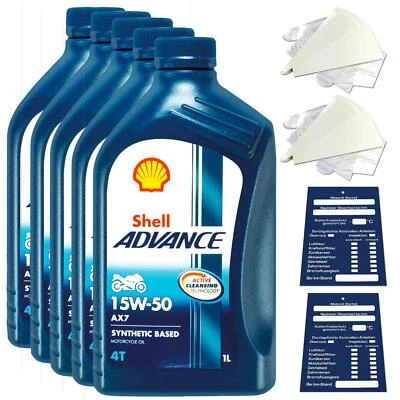 5 Liter original Shell Advance 4T AX 7 15W50 Motoröl Motorrad 600074503 Set - Bild 1 von 4