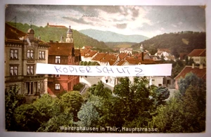 Alte Foto-Postkarte "Waltershausen in Thüringen Hauptstrasse", gel. 1910 - Bild 1 von 2