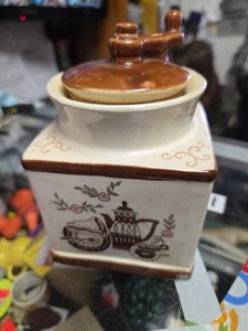 Barattolo da caffè in ceramica anni 70 forma macinacaffè casetta cucina. NO CUCCHIAIO - Foto 1 di 10