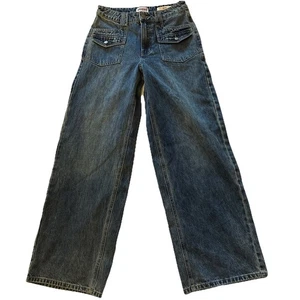 GUESS Originals Double Patch Pocket Wide Leg Baggy Jeans Women 25x32 NWT - Picture 1 of 24
