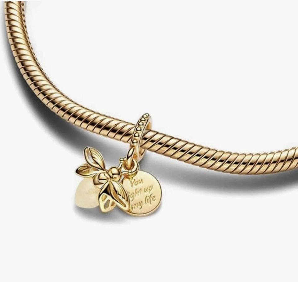 Pandora Gold Firefly Dangle Charm Glow-in-the-Dark Lightning Bug Bracelet Charm - Image 1 of 2